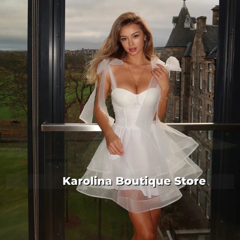 

Modern Tulle Homecoming Dress A-line Bow Strap Sleeveless Lace up Frilled Birthday Gown Vestidos De Gala Customized