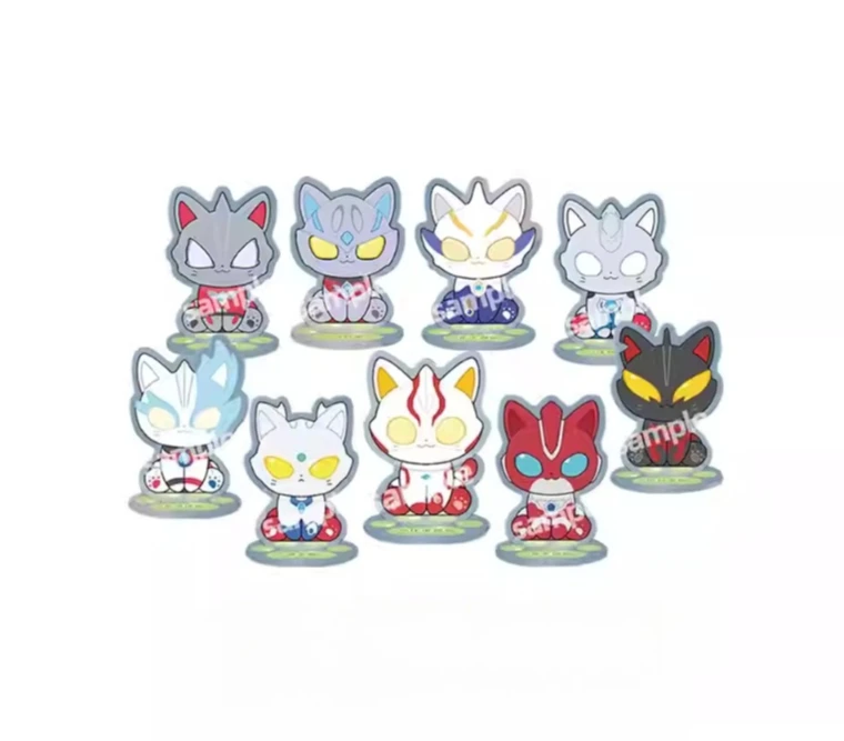 Bandai Genuine Ultraman Sitting Cat Blind Box Acrylic Charm Keychain Cute Toy Pendant Gift for Kids Grils Desk Decoration