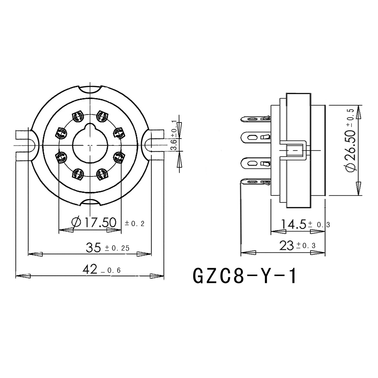 1PC 8Pin Tube Socket Ceramic Valve Base Chassis Mount For KT88 EL34 6L6 6V6 5AR4 6550 6CA7 KT66 6SL7 6SN7 Tube Audio HIFI DIY