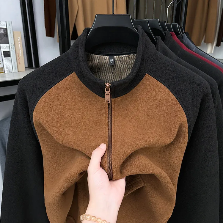 

Мужская двусторонняя фланелевая толстовка на подкладке, теплая повседневная толстовка с открытым кардиганом, подставка-стойка, осенне-зимняя куртка