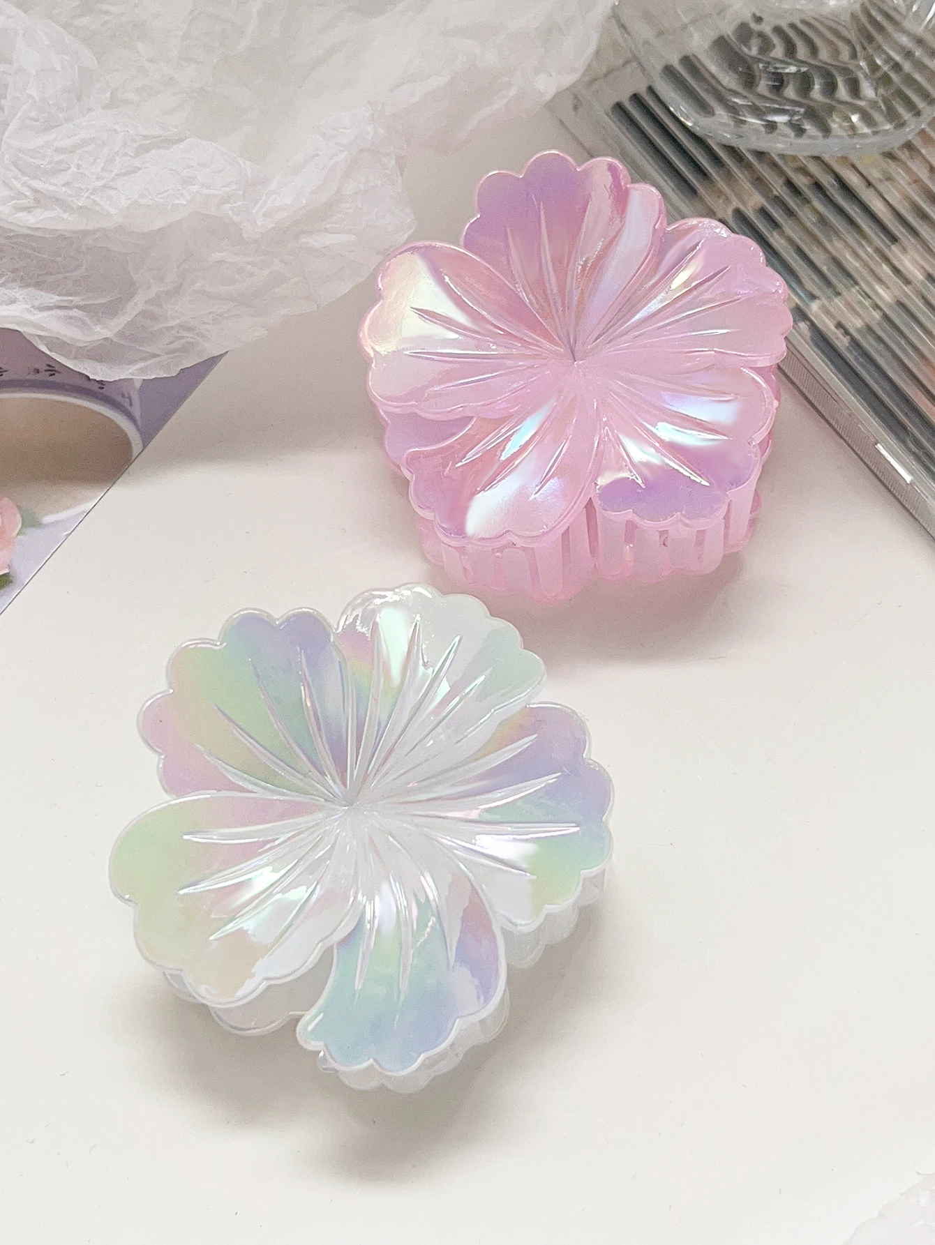 Flower Hair Clips Cute Hair Clip , Big Claw Clip Strong Hold Clip Large Hair Clamps Thin Thick Hair  Accessories For Women Girls