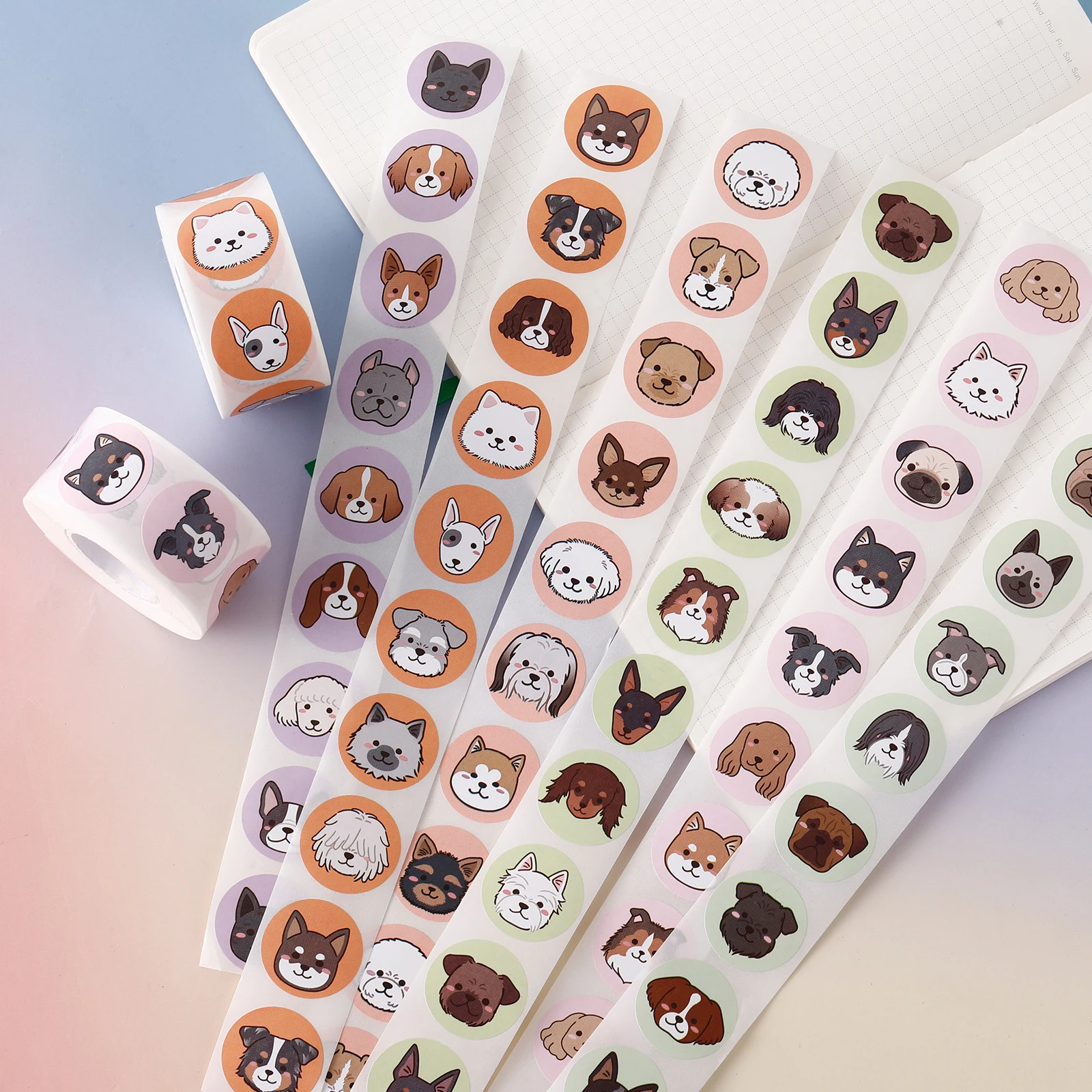 

Наклейки с милыми собаками и кошками, круглые наклейки с героями мультфильмов, сделай сам, карты, журнал, материал, запечатанная наклейка