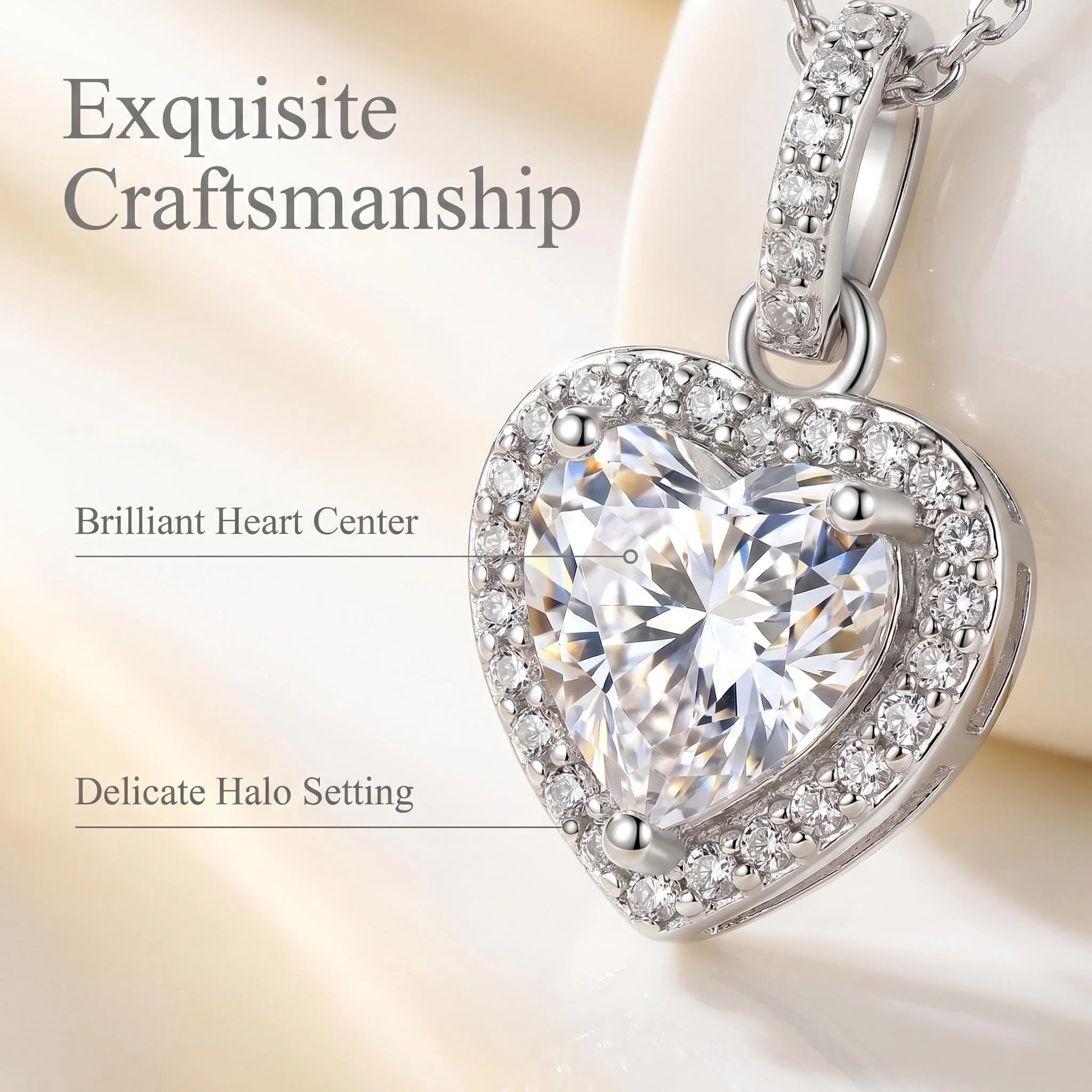 925 Sterling Silver Necklace Pendant Heart Exquisite for Women Shining Luxury Wedding Jewelry Engagement Party Gifts view 2