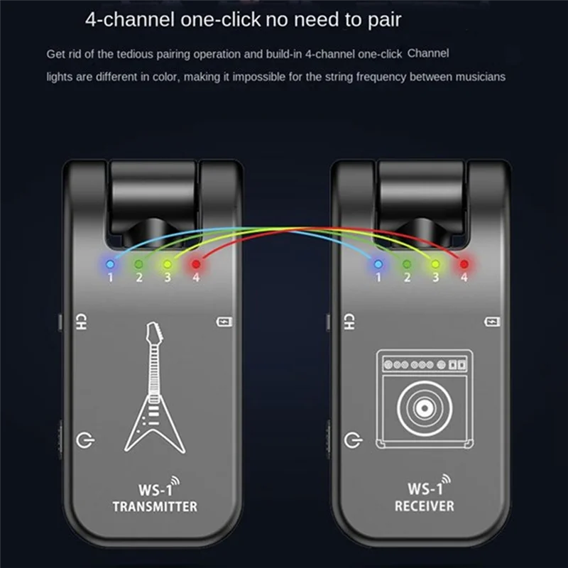 AA60-2.4G الغيتار اللاسلكي جهاز ريسيفر استقبال وإرسال نظام الغيتار 48K/24Bit في الوقت الحقيقي نقل تدوير المكونات للقيثارات