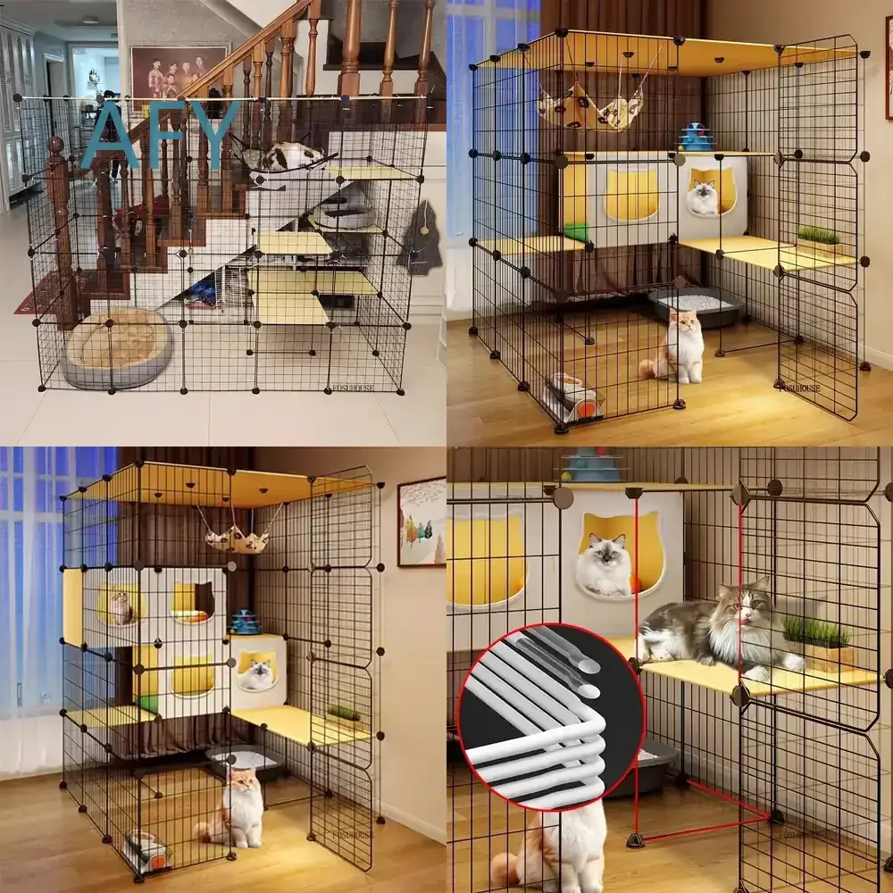 Extra Large Iron Cat Cage for Home Indoor Use Multifunctional Pet Fence Cabinet Creative Cat Villa High Quality Light Luxury