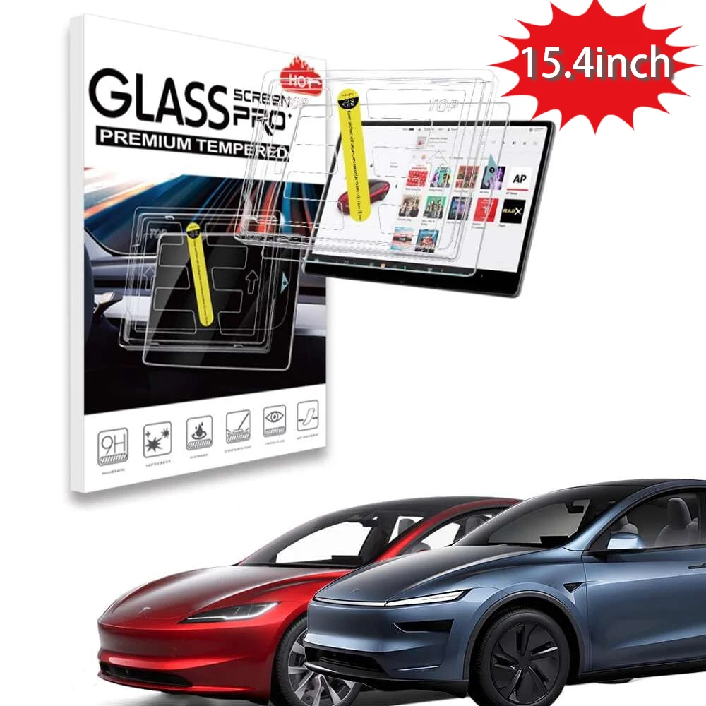 Tempered Glass Screen Protector for Tesla Model 3/Model Y Accessories 2024 2025 [HD & 9H Anti-scratch] 15.4''