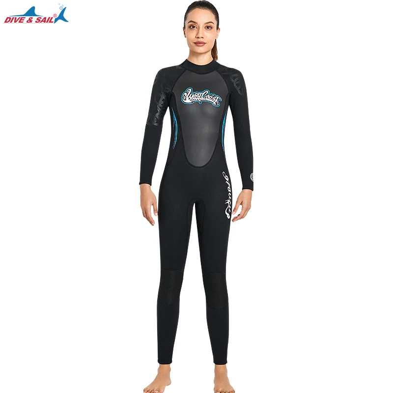 DIVE & SAIL Wetsuit Men Women-Full Body Ultra Stretch Wetsuit with Back Zip-3mm Neoprene Scuba Diving Swimsuit Keep Warm