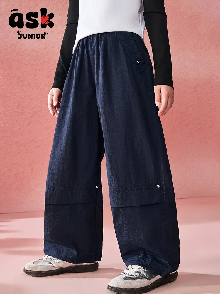 

Ask Junior Children's Pants Girls Riveted Overalls Drop Pants Sports Casual Tights Trousers Teen