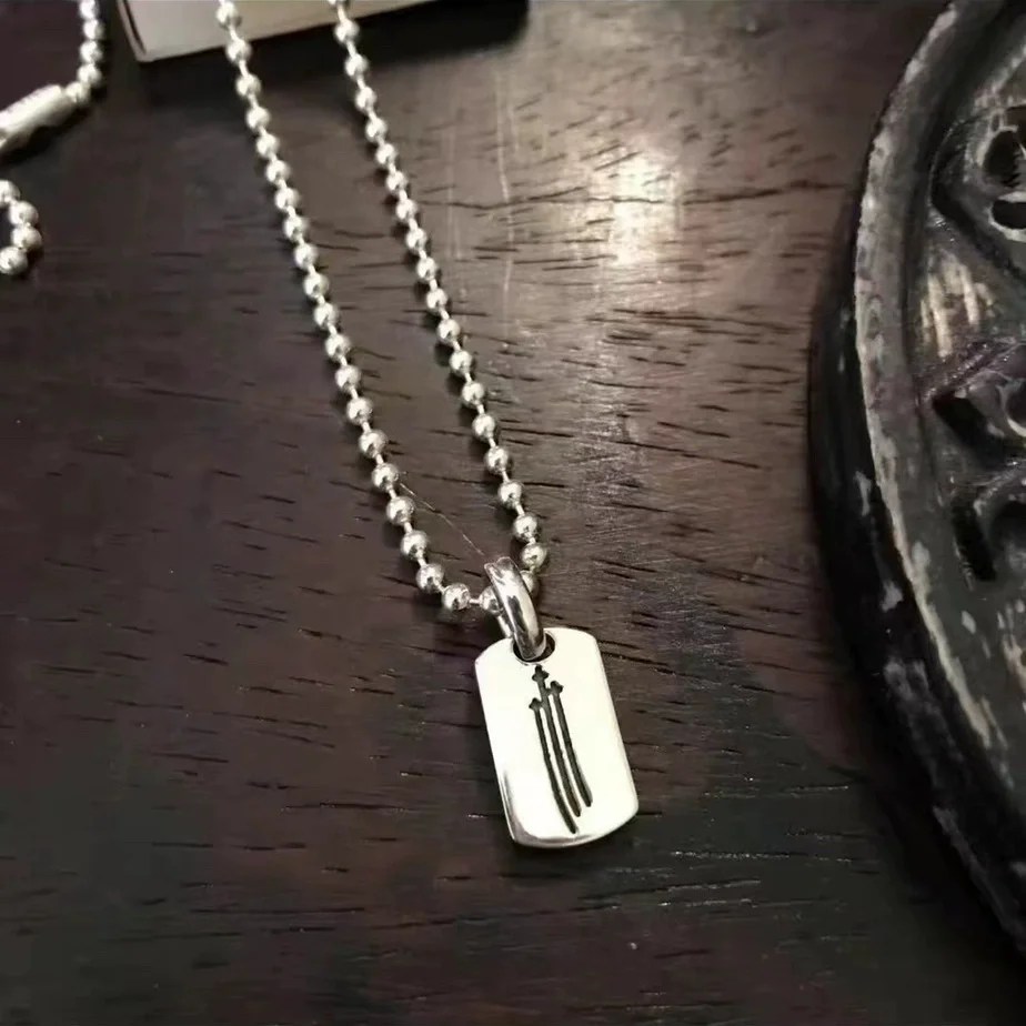 S925 sterling silver fashionable three arrow Crusader pendant punk style hip-hop personality retro pendant accessory