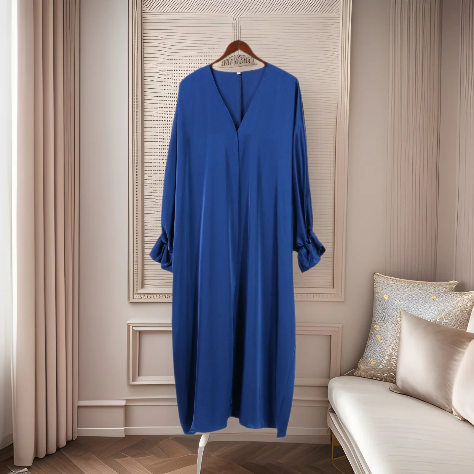 

Eid Muslim Women Modest Dresses Balloon Sleeve Open Abayas Islam Vestidos Arab Long Robe Jalabiya Ramadan Morocco Dubai Kaftan