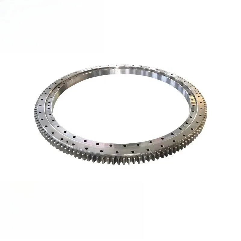 Single row four contact ball slewing bearing with external gear for construction machinery