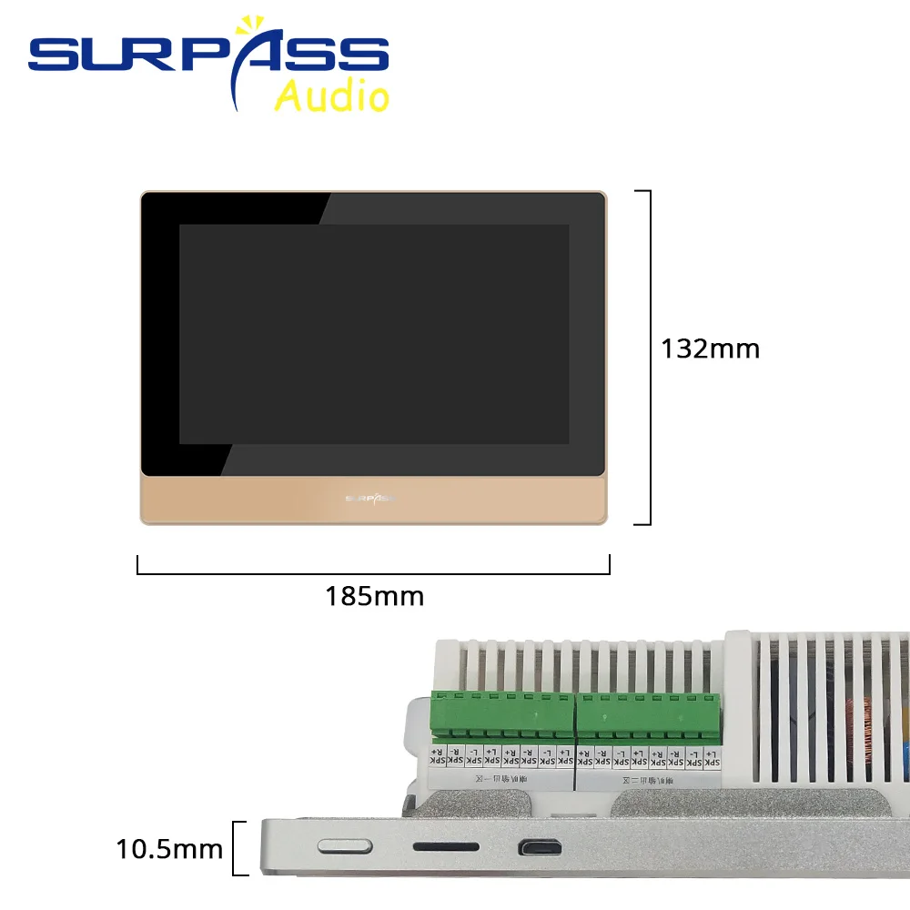 집 전체 오디오 음악 시스템, 2 구역, 7 인치 스크린, 벽 앰프, 8 천장 스피커, 와이파이 + 블루투스 HD-MI, USB 인터페이스 앰프