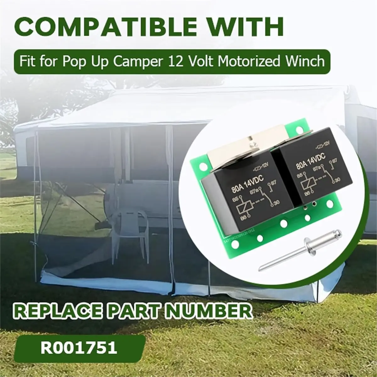 DT75BG R001751 Relay Fit for Up RV 12 Volt Motorized Winch Replaces Model P92001 Power Winch,RV Replacement Parts