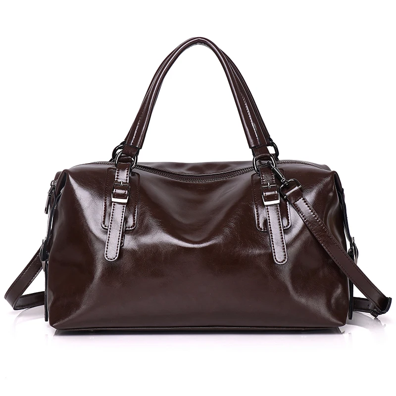 

Винтажная кожаная сумка из вощеной кожи для женщин, большая вместительная сумка, которую можно носить на плече или через плечо, повседневная сумка-тоут для ежедневных поездок на работу.