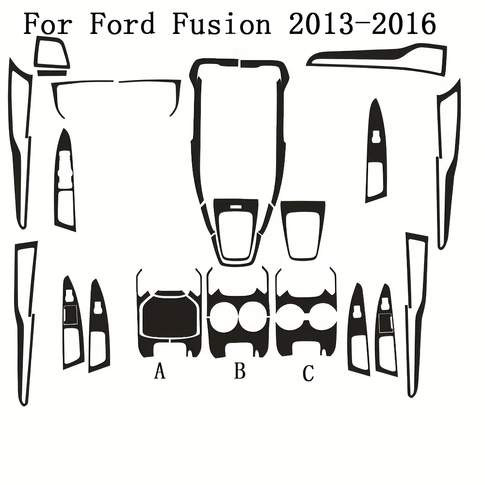 

For Ford Fusion 2013-2016 Interior Central Control Panel Door Handle 5D Carbon Fiber Stickers Decals Car styling Accessorie