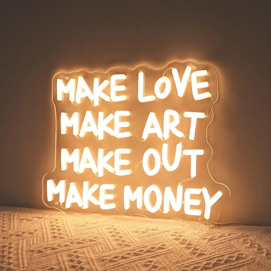 

Неоновая вывеска Make Love Make Art, светодиодная неоновая вывеска, украшение стены спальни, домашний неоновый декор, современный декор стен середины века
