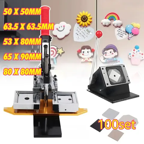 50-80mm Magnets Making Press Machine +100Sets Supplies + Paper Cutter DIY Magnet Button Maker Kit 65x90 53x80 63.5mm Consumables