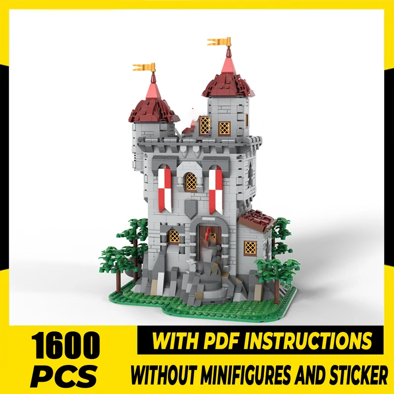 Castillo Medieval, modelo Moc, bloques de construcción, modelo de puesto de caballeros, tecnología, bloques modulares, regalos, juguete de Navidad, conjunto de ensamblaje DIY