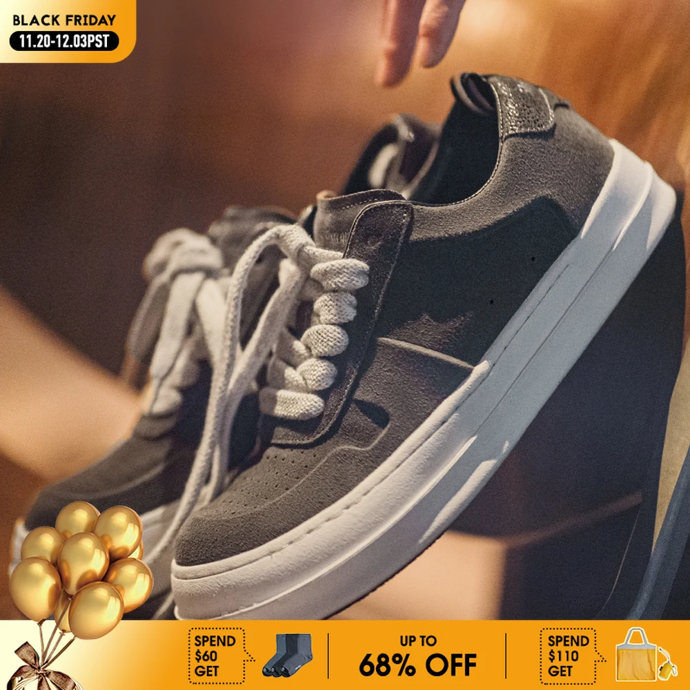 

Maden Vintage Platform Sneakers Men's Spring Low-Top Chunky Sole Lace-Up Shoes Casual Slip-On Height-Increasing Board Shoes