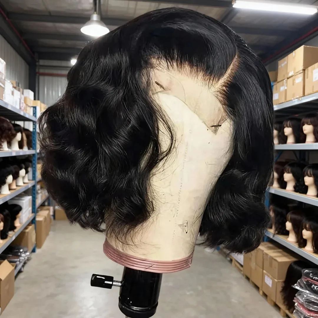 

Короткий парик-боб с волнистыми волосами, 13x6 HD Lace Frontal, из натуральных волос, плотность 250%, 13x4, готовый к носке, с предварительно выщипанными прядями