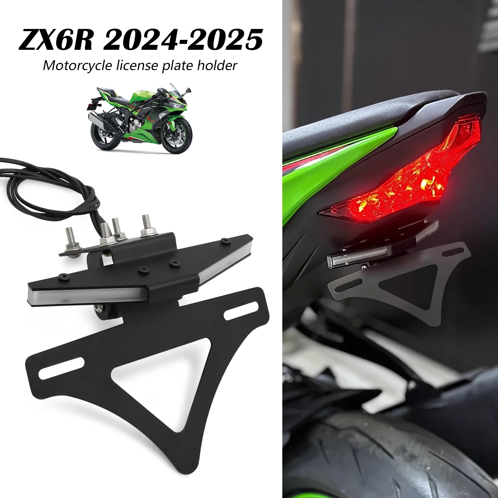 

Motorcycle Rear Tail Tidy Fender Eliminator For KAWASAKI Ninja ZX-6R NINJA ZX 636 ZX6R 2024 2025 License Plate Holder