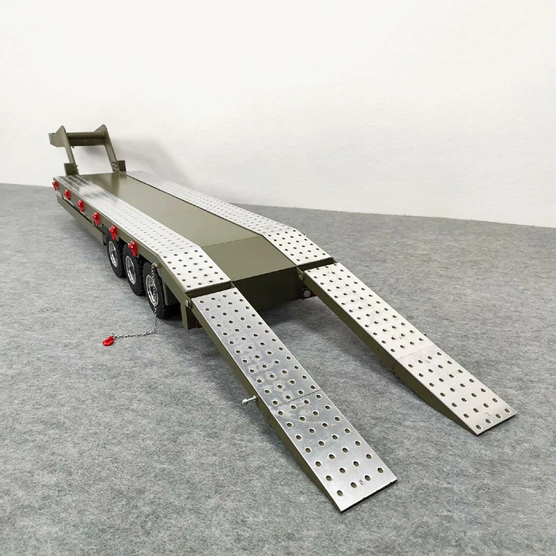 3 Axle Metal Trailer Suitable for 1/14 1/12 RC Tractor Truck Model High Low Board Tractor Adapter Trailer Adult Toy Customizatio