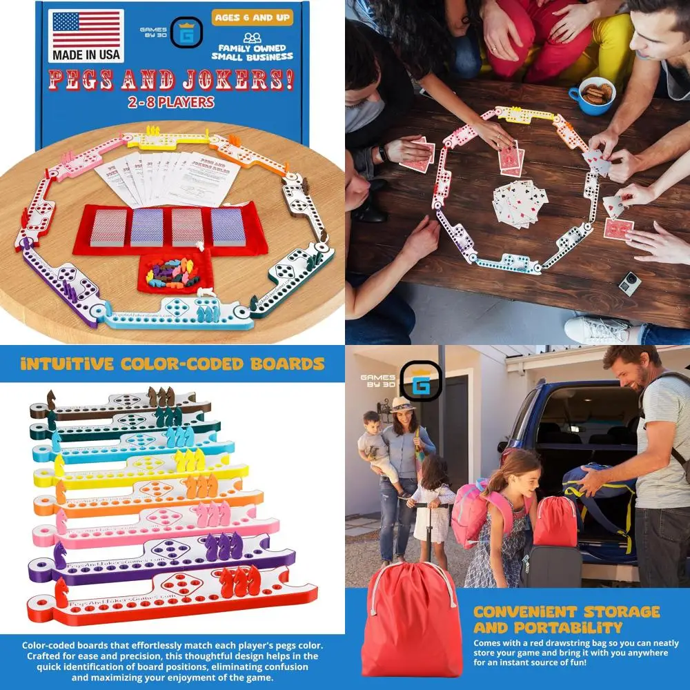 

Portable Pegs and Jokers Game - Strategic, Entertaining, and Easy to Learn for 2-8 Players, Great for Travel