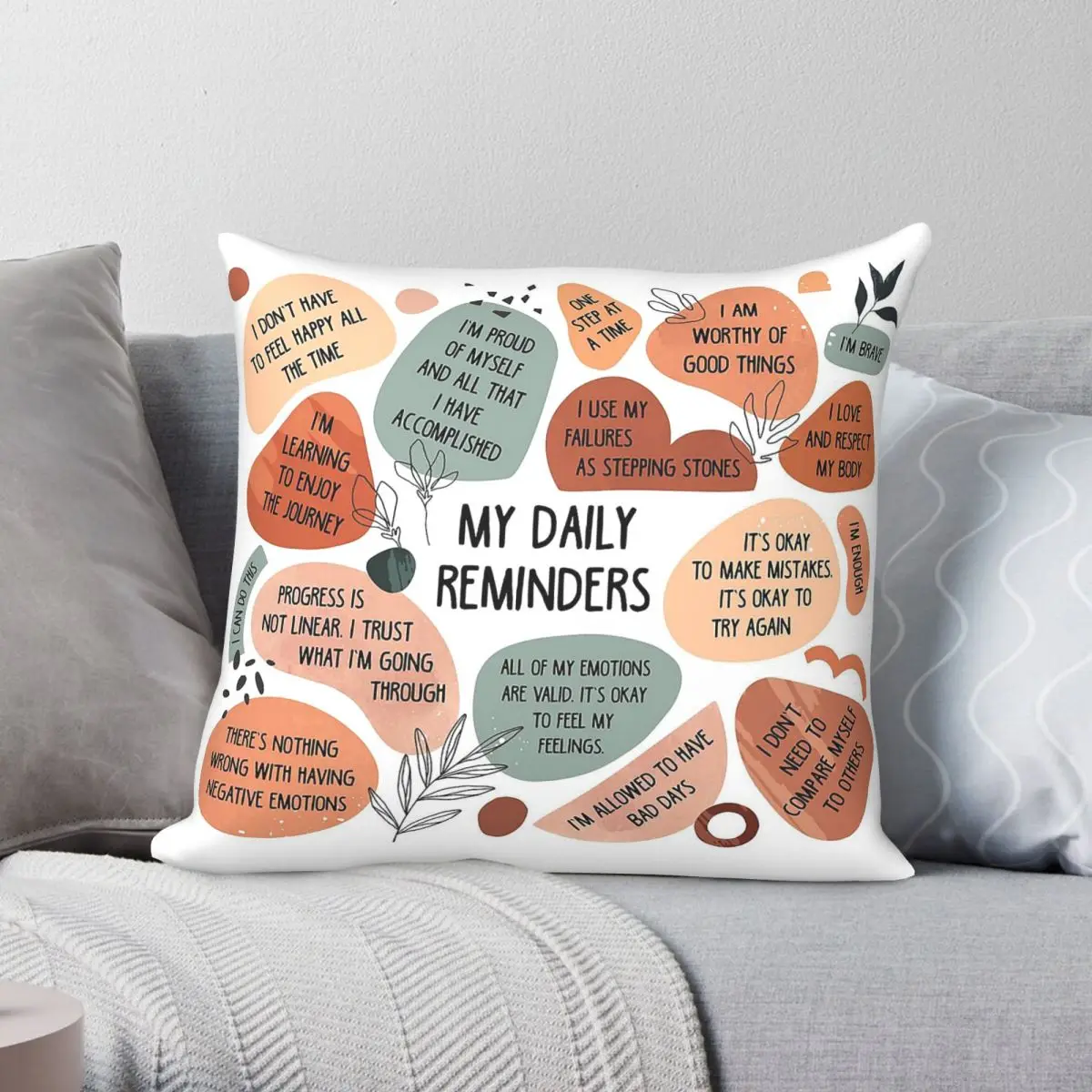 Daily Reminders Positive Affirmations Pillowcase Polyester Linen Velvet Creative Zip Decorative Car Cushion Cover