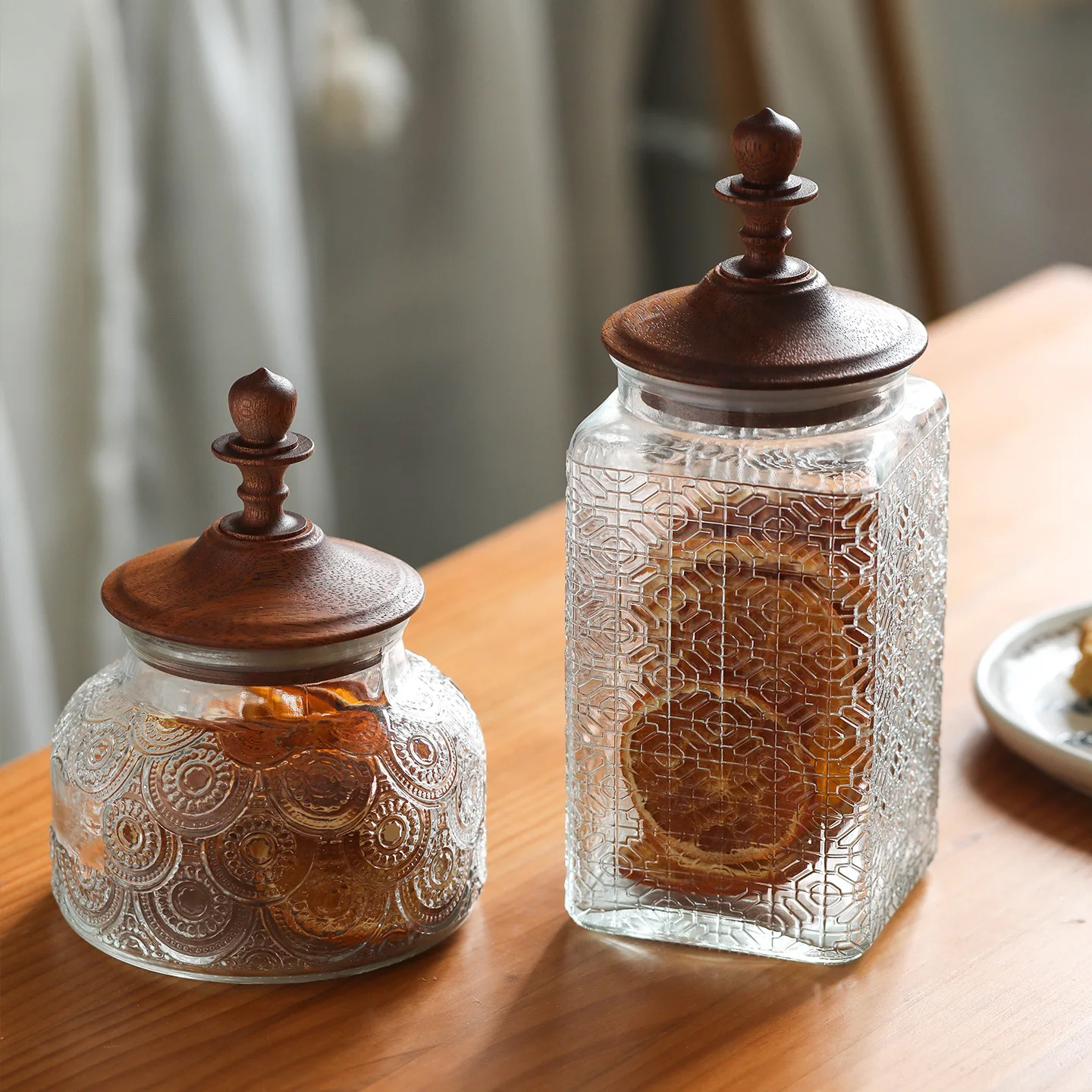 2PCS 1000ML Wide Opening Transparent Glass Sealed Container Large Capacity Dry Food Vessel For Pantry Grain Organizing