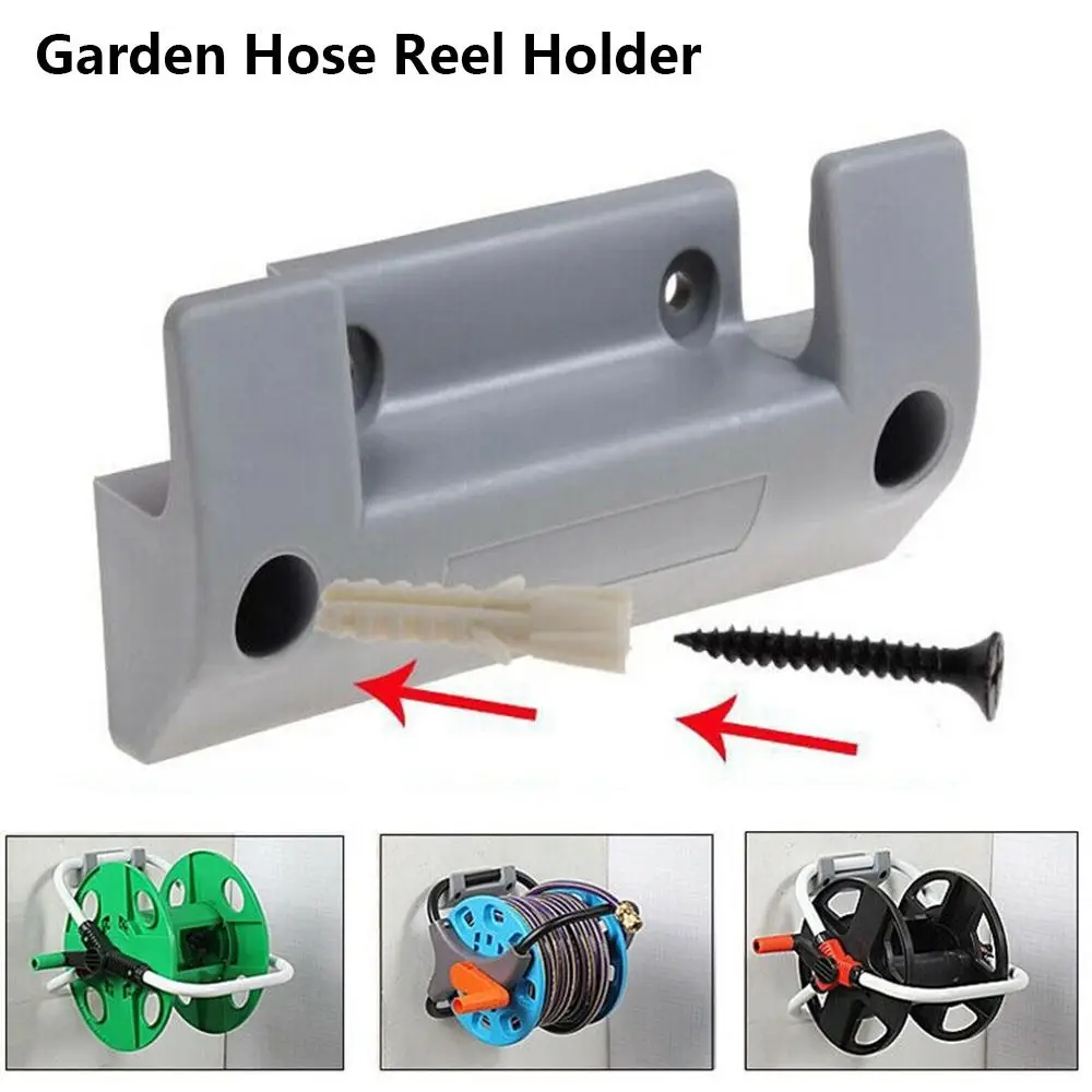 Plastic Garden Hose Reel Holder with Expansion Screws Wall Mounted Wall Mounted Hanger Grey Storage Hook Rack