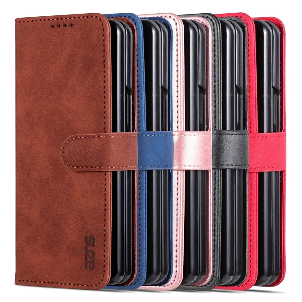 Flip Phone Case for Samsung Galaxy Z Fold6 5 4 3 Fold5 Fold4 Fold3 5G Card Slot Holder Kickstand Wallet Shockproof Leather Cover