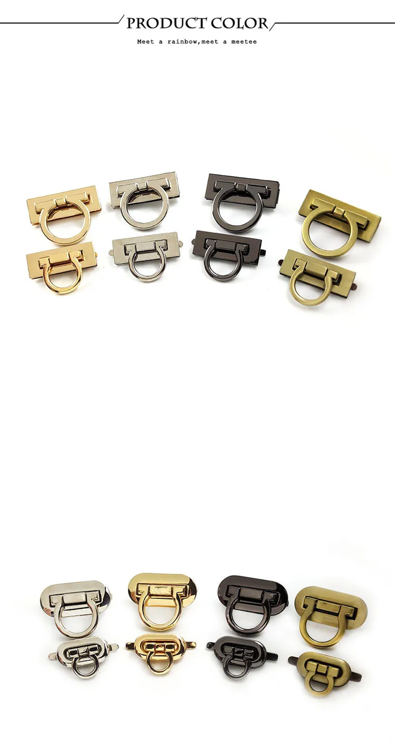 1/2/3/5Pcs Metal Square Turn Twist Locks Women's Bag Lock Buckle Decorative Handbag Closure Clasps Hardware Accessories