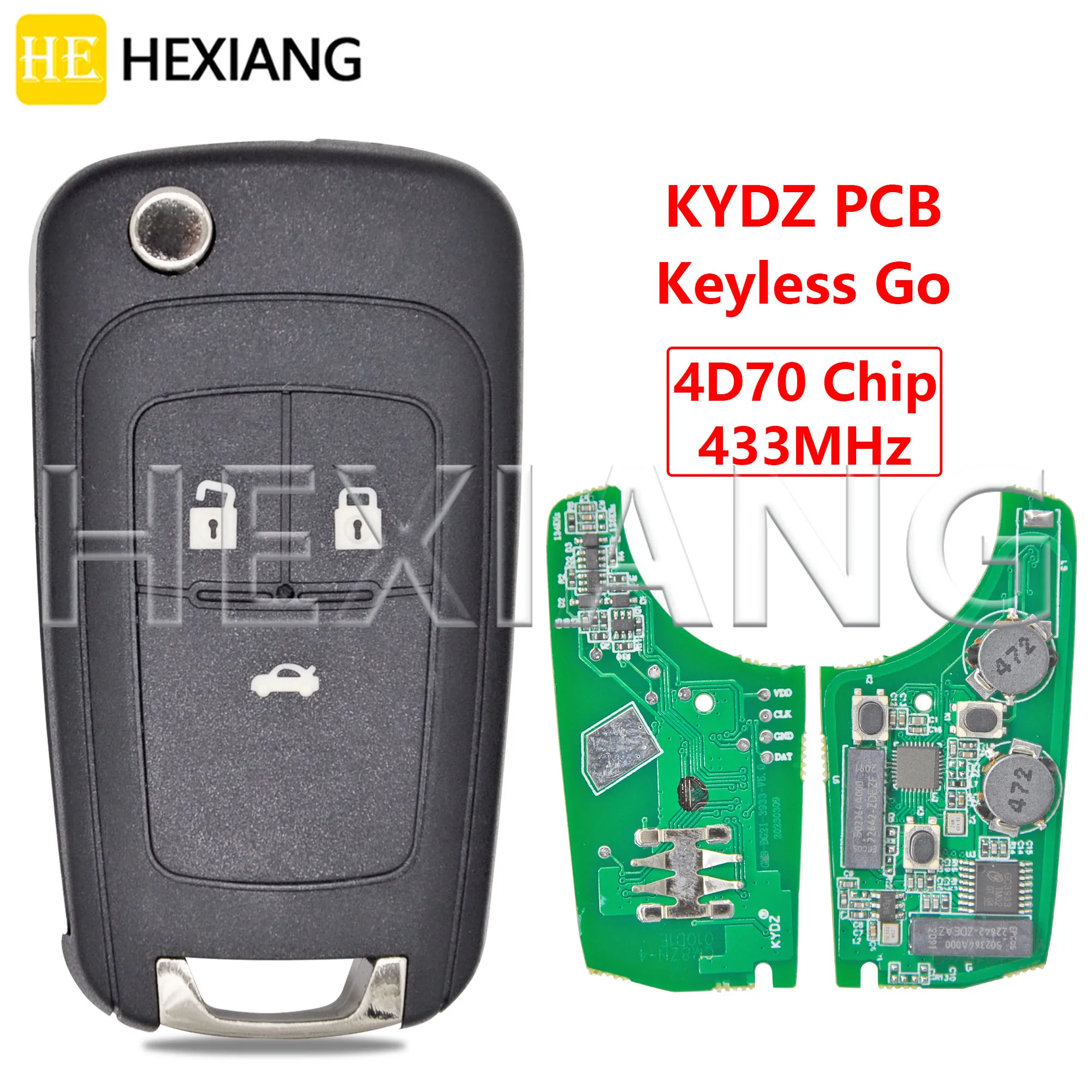 DR 3 Button KYDZ PCB Board 4D70 Chip 433MHz Keyless Go Car Remote Flip Key For Chevrolet Monza 2023