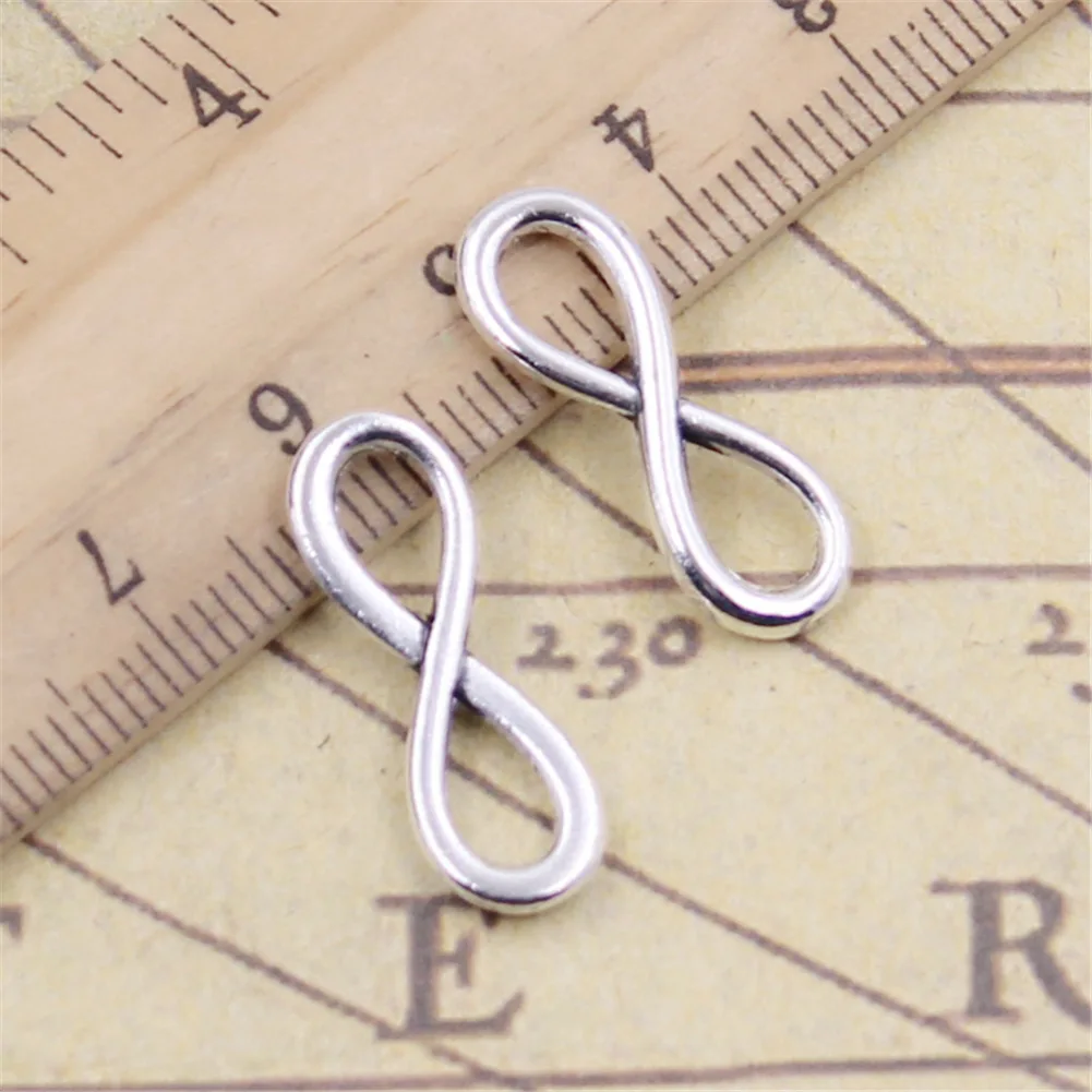30Pcs/Lot Charms Infinity Symbol Connectors 23x8mm Tibetan Silver Color Pendants Antique Jewelry Making DIY Handmade Craft