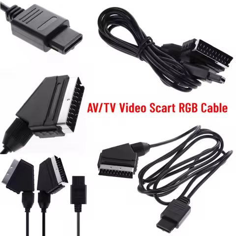 1.8m AV/TV Video Scart RGB Cable Gaming Euro Scart Plug Stereo Video Wire for Nintendo SNES Gamecube and N64 Console