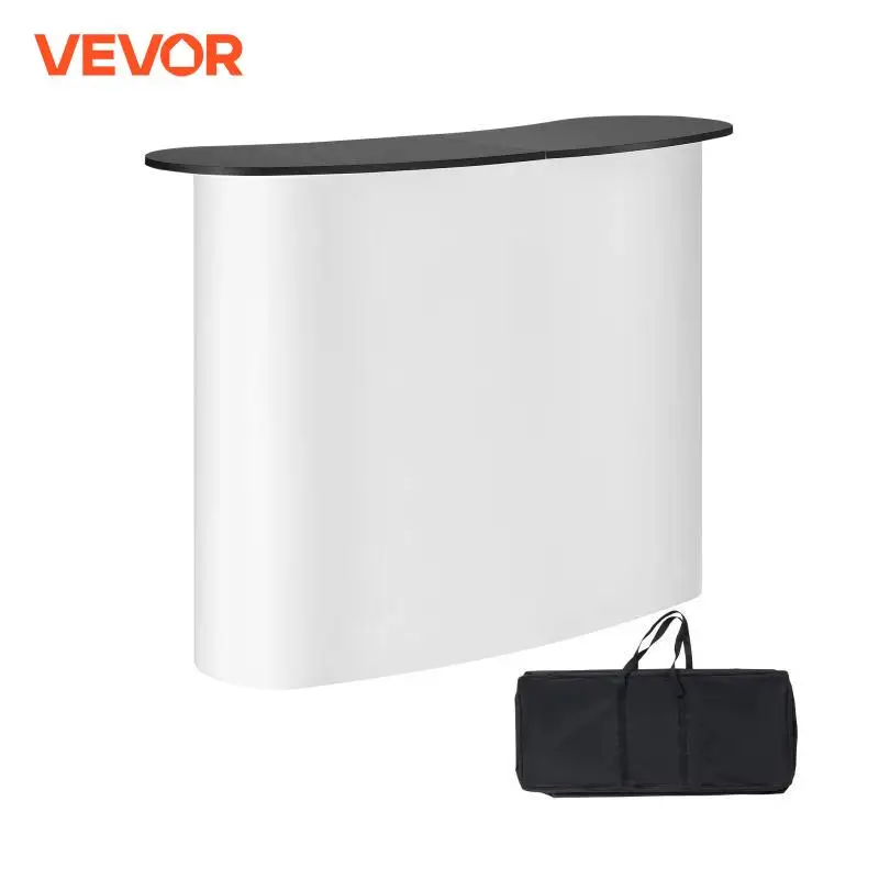 VEVOR Comptoir de Stand Foire Salon 130 x 46,5 x 95 cm Comptoir d\'Exposition avec Mur, Table de Bar Pliable pour Promotion au Détail, Podium Pop-up