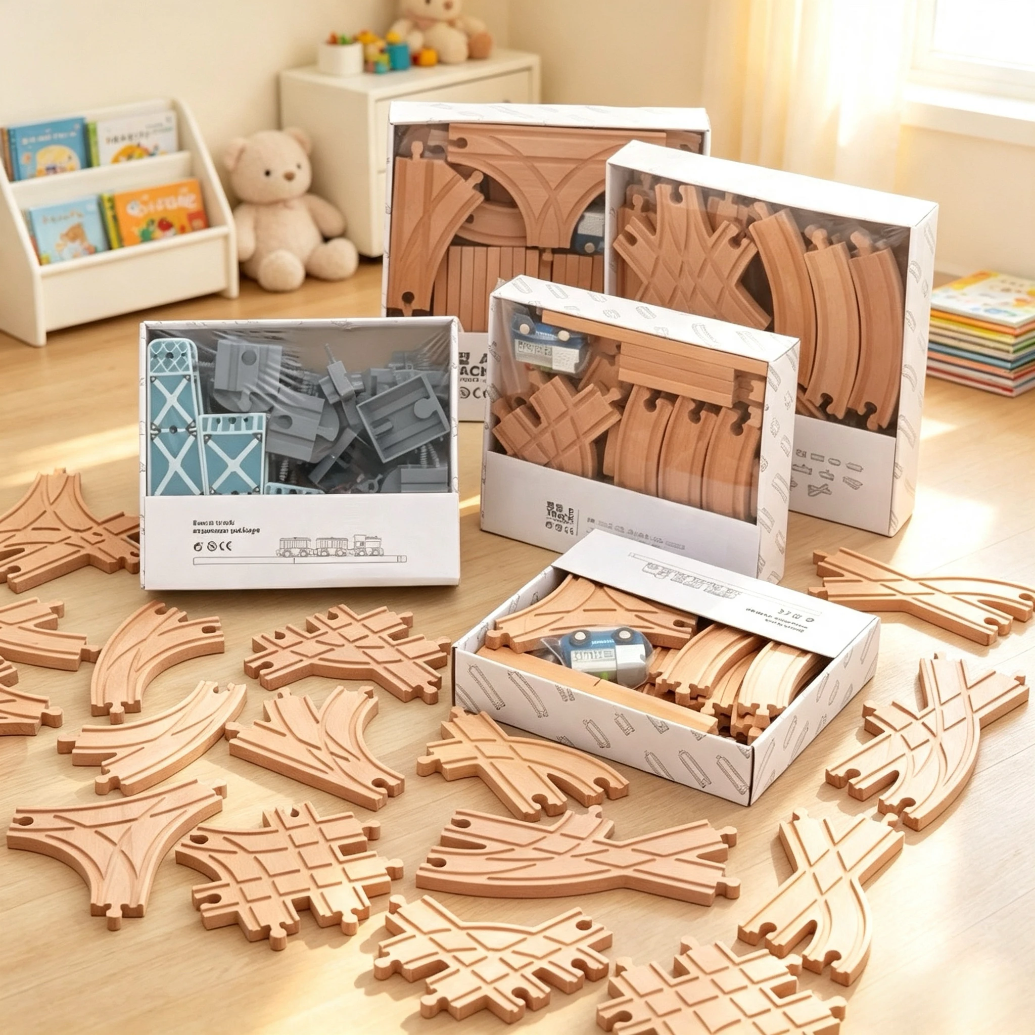 Kids Train Track Expansion Accessories Pack DIY Assembly Building Blocks Compatible with Thomas Track Educational Toy for Gifts