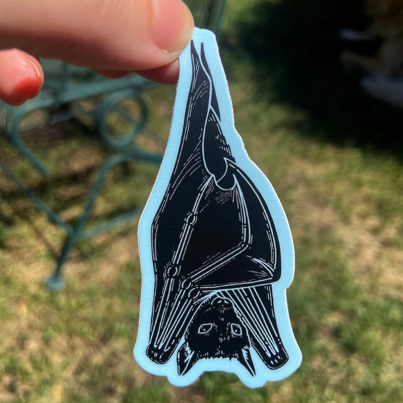 

Hanging Bat Stickers - Cute Vampire Stickers, Fruit Bat Halloween Stickers, Witch Vampire Stationery, Gothic Horror Vinyl