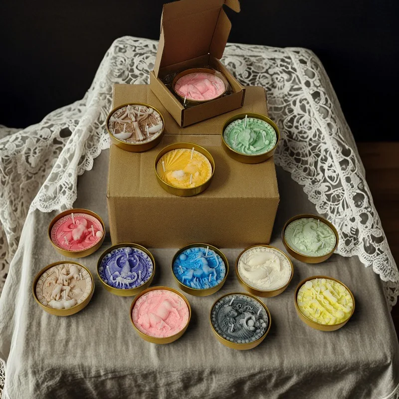 12 Zodiac Signs Candles Birthday Cake Party Decor Large 8cm Astrology Theme Candle Set for Horoscope Celebration