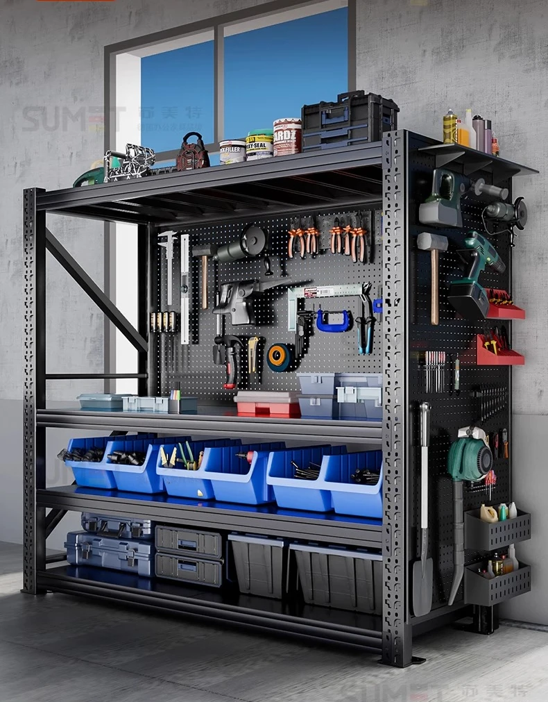 

Removable Wheeled Tool Storage Rack Hole Plate Shelf Storage Hardware Finishing Shelf Garage Storage Rack