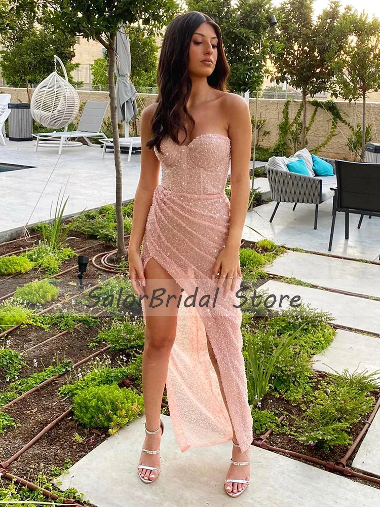 Luxury Evening Dressses for Women 2023 Sweetheart Side Slit Mermaid Evening Gown Long Backless Beading Sexy Prom Party Dress