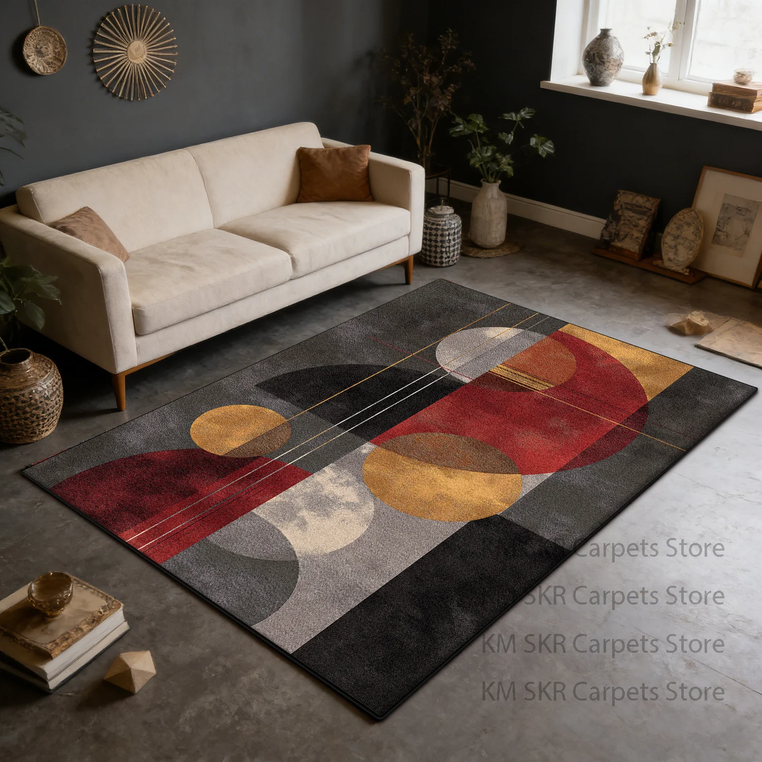 

Современный геометрический высококачественный ковер для большой гостиной, моющийся, нескользящий, для кухни, декоративный, для спальни, мягкий пушистый коврик 200×300
