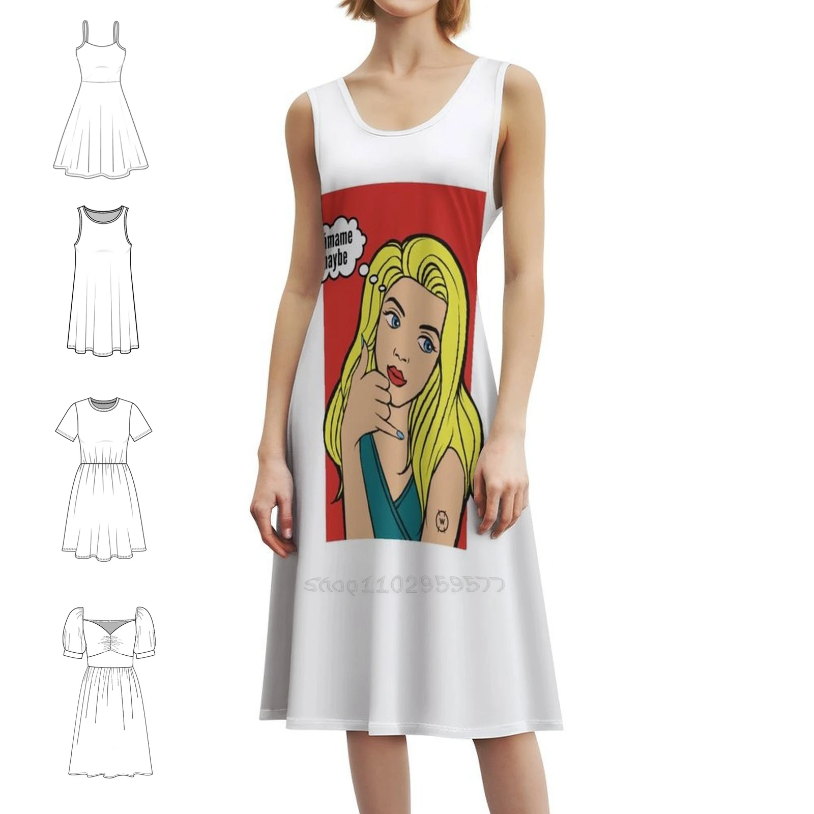 مضحك اللاميام ربما فن البوب فستان عطلة مثير للنساء شاطئ حفلة عيد ميلاد فستان قصير مضحك لامام ربما فتاة فن البوب #1