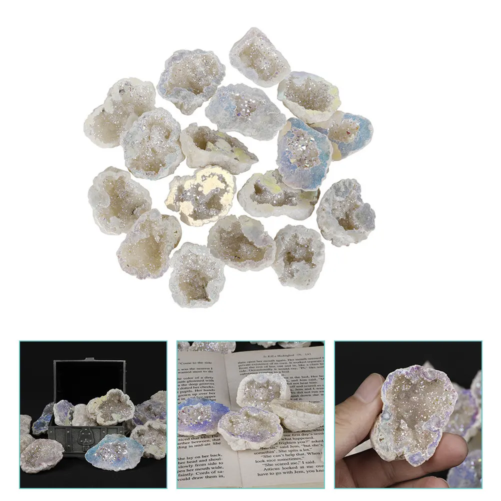 Natural Hollow Agate Geode Druzy Crystal Cluster for Desktop, DIY Jewelry, Home & Office Decoration