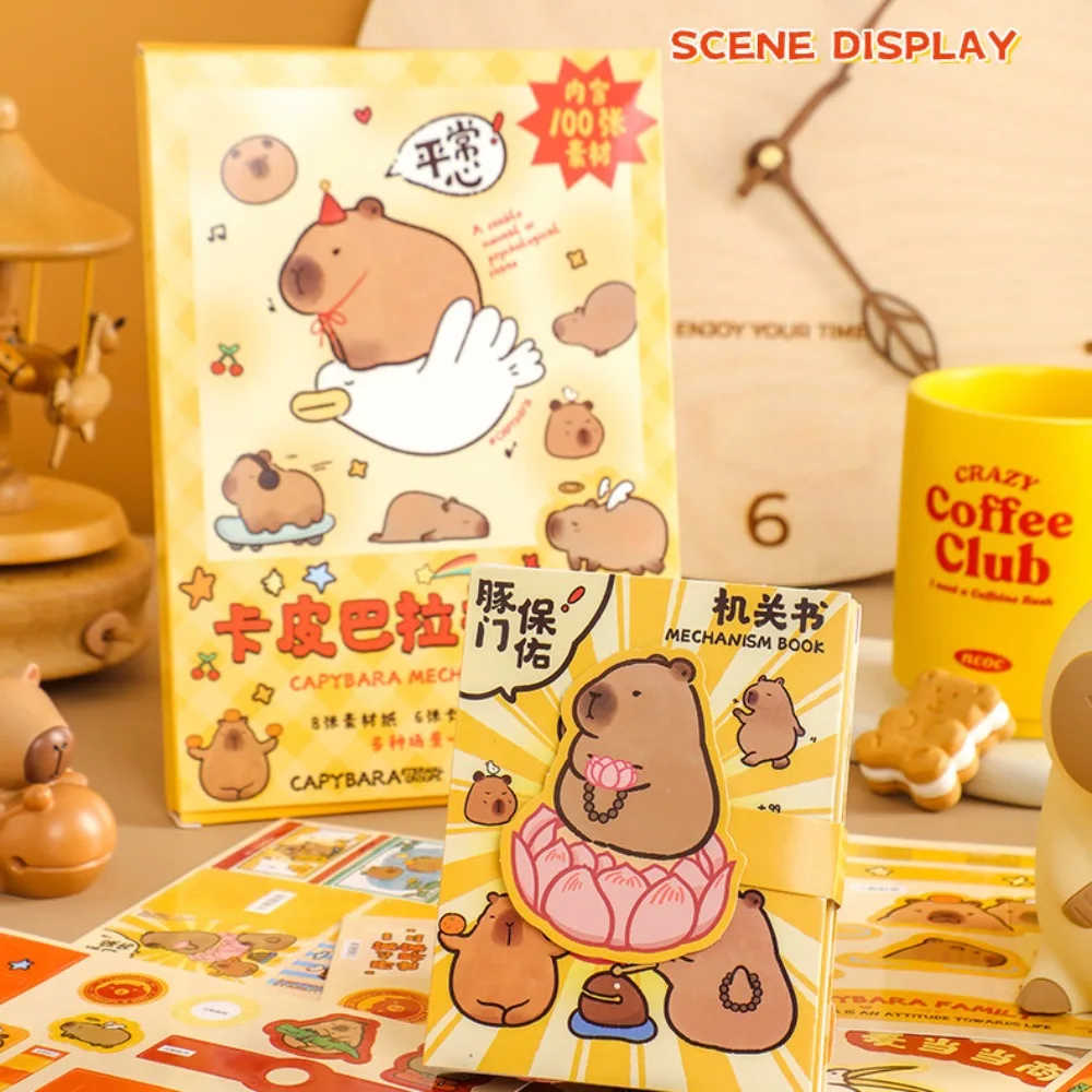 สมุดกิจกรรมอนิเมะทำมือ คาปิบาร่า สมุดสติกเกอร์ DIY การ์ตูน ไม่ต้องตัดเย็บ สมุดเงียบ ของเล่นเด็ก