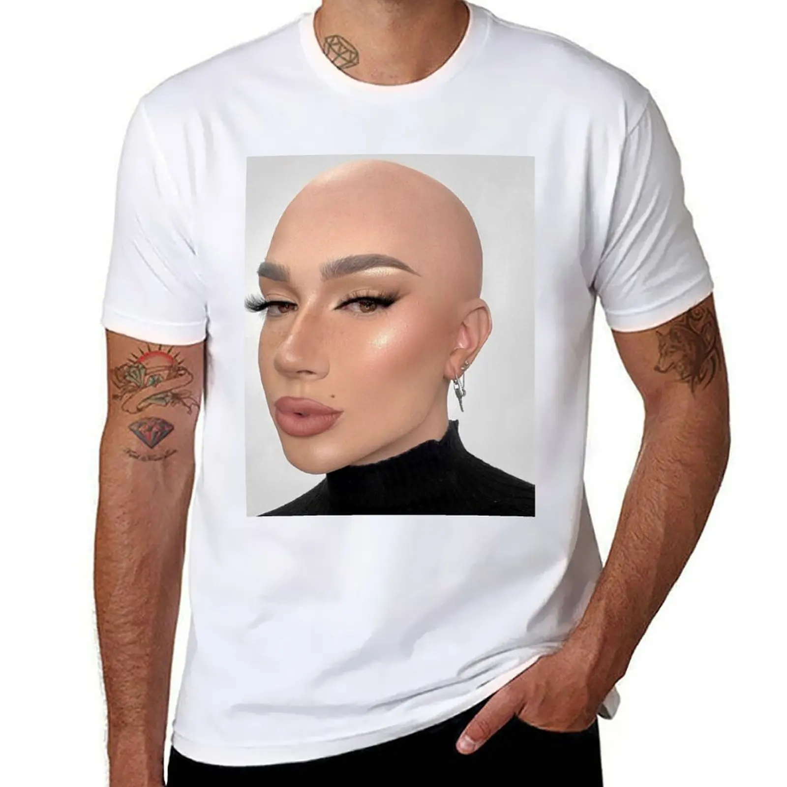 

Футболка James Charles Bald, черная хлопковая футболка, простая мужская футболка, мужская роскошная футболка