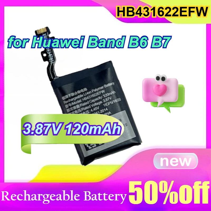

2Pcs 3.87V 120mAh HB431622EFW for Huawei Band B6 B7 Smart Watch Battery with Tools