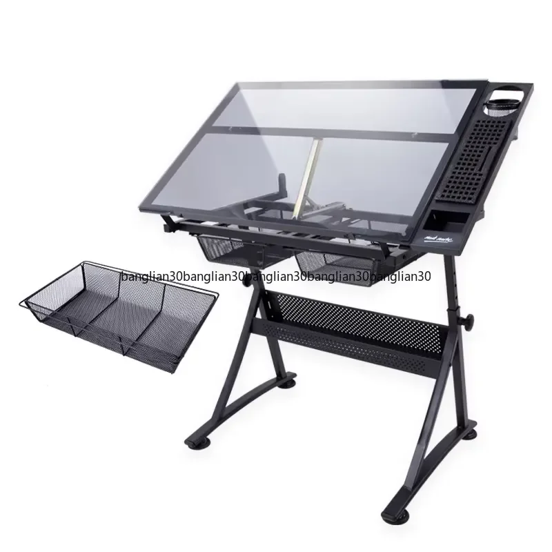 Liftable Glass Painting Desk for Computer Student Writing Desk Sketch Drawing Table