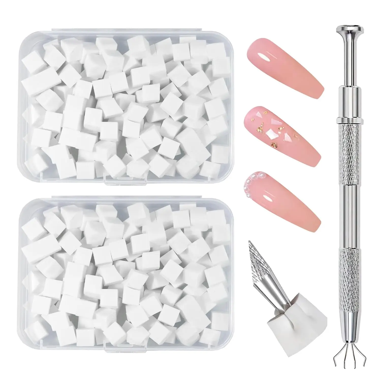 

200Pcs Nail Sponges for Ombre, Soft Nail Art Sponges With Grabbing Pen , Manicure Nail Art Tools