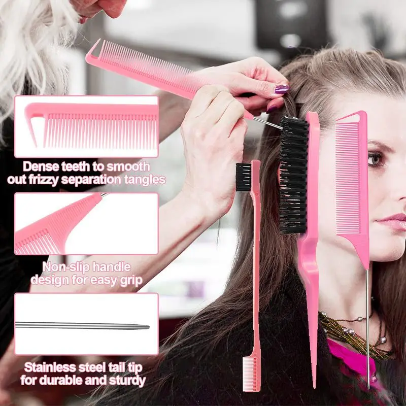 12 قطعة مجموعة مشط تصفيف الشعر مع زجاجة رذاذ مكافحة ساكنة وفك تشابك أمشاط الحافة وذيل الجرذ فرشاة تدليك فروة الرأس